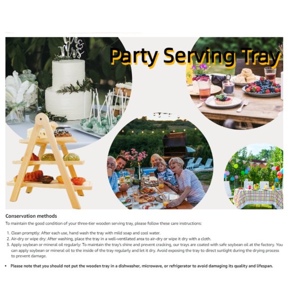 3-Tier Pine Wood Fruit & Vegetable Stand w/ Removable Serving Platters - Picture 9 of 10